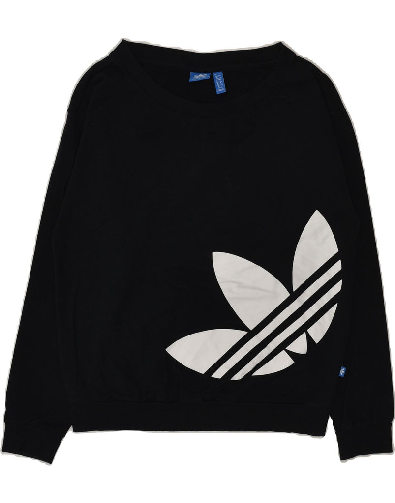 ADIDAS Womens Graphic Sweatshirt Jumper UK 8 Small Black Cotton | Vintage Adidas | Thrift | Second-Hand Adidas | Used Clothing | Messina Hembry 