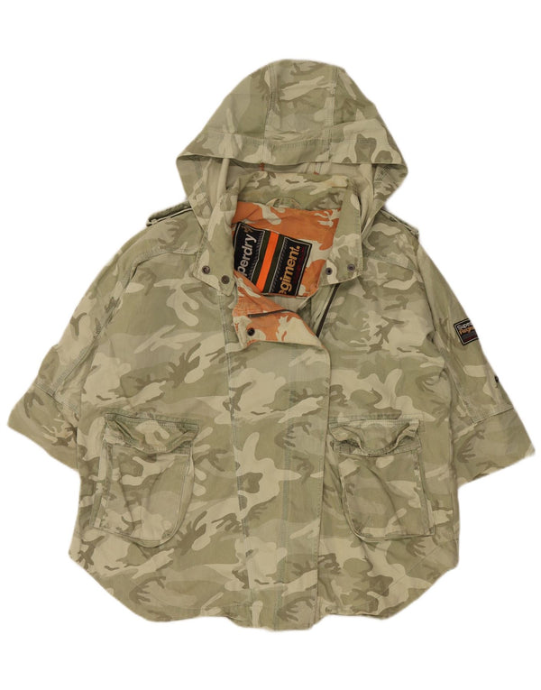 Superdry Womens Oversized 3/4 Sleeve Military Jacket UK 14 Medium Khaki