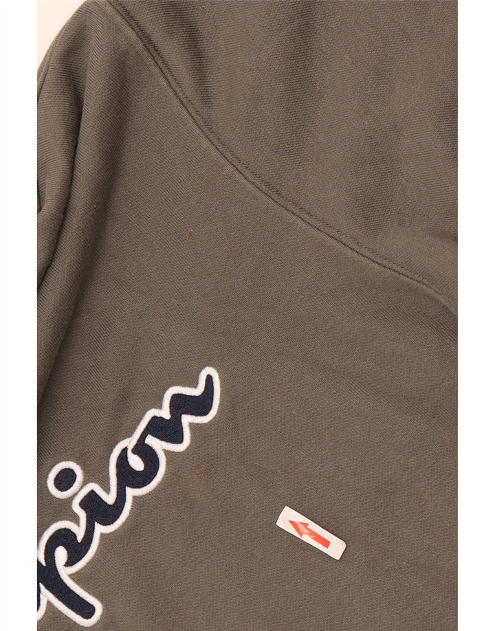 CHAMPION Mens Graphic Hoodie Jumper Medium Khaki Cotton