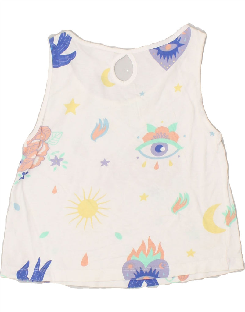 CHAMPION Girls Graphic Vest Top 7-8 Years Small  White Floral | Vintage Champion | Thrift | Second-Hand Champion | Used Clothing | Messina Hembry 