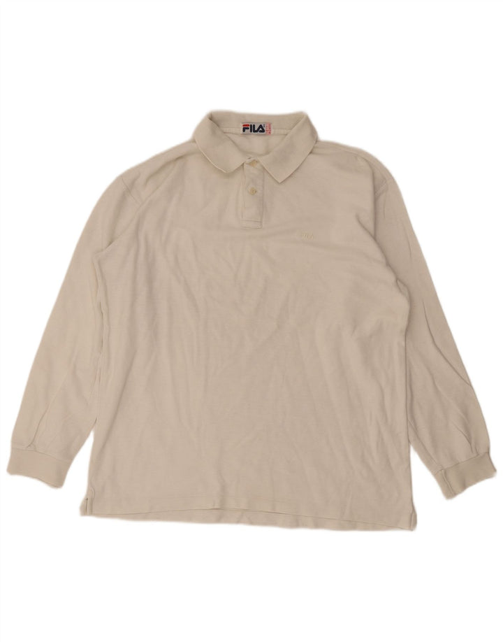 Fila Mens Long Sleeve Polo Shirt US 42 Large White