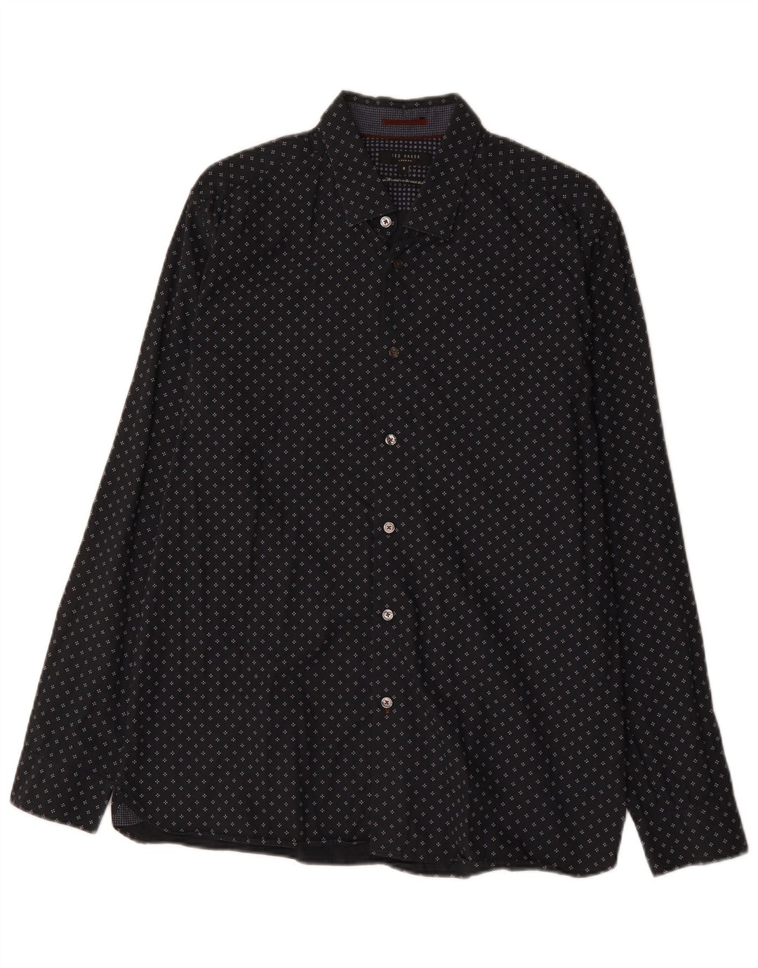 Ted Baker Mens Shirt Size 6 2XL Black Geometric Cotton