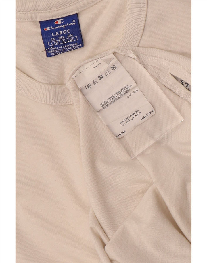 CHAMPION Mens Graphic T-Shirt Top Large White Cotton