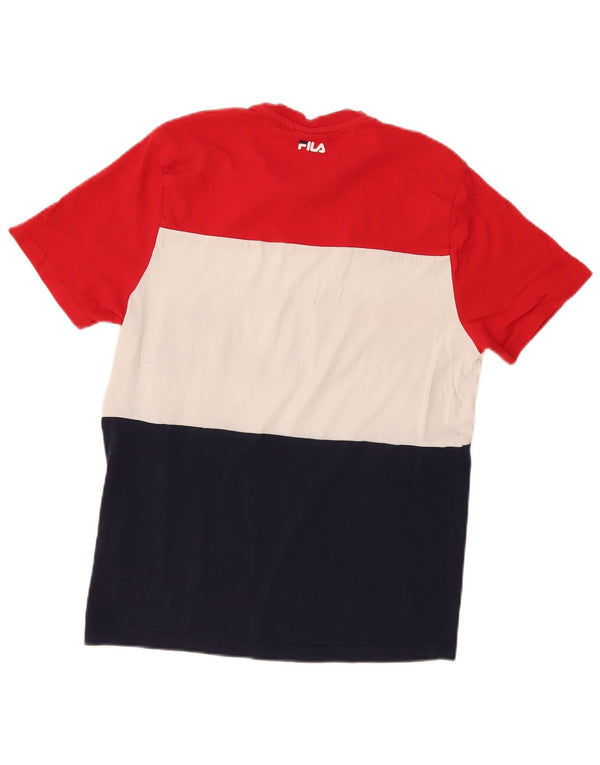 Fila Mens Graphic T-Shirt Top Small Multicoloured Colourblock Cotton