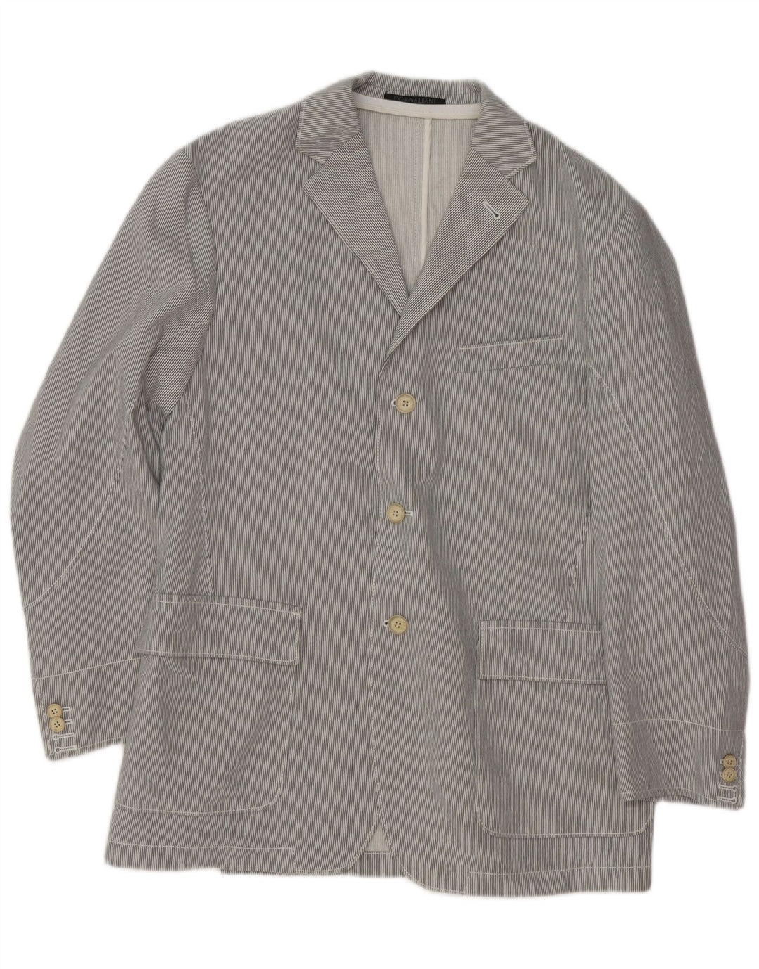 Corneliani Mens 3 Button Blazer Jacket UK 36 Small Grey Pinstripe