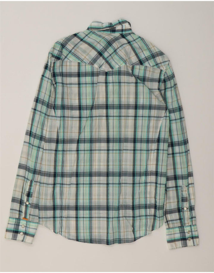 HUGO BOSS Mens Shirt Medium Blue Check Cotton