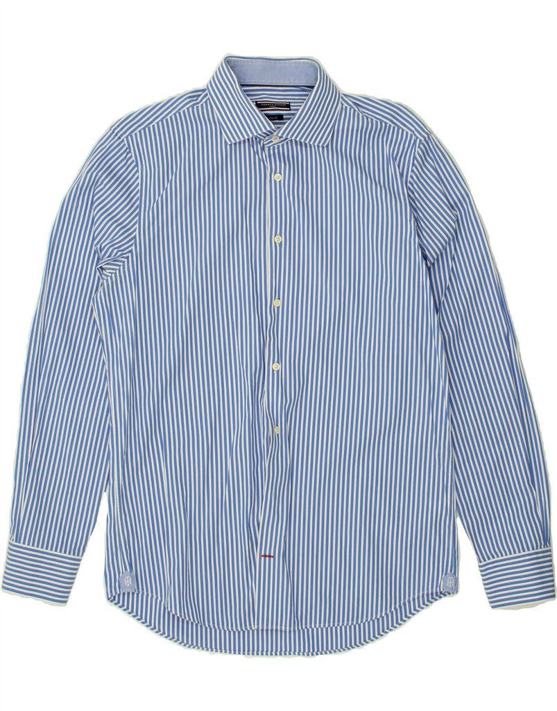 TOMMY HILFIGER Mens Slim Fit Shirt Size 41 16 Large Blue Pinstripe Cotton Vintage Tommy Hilfiger and Second-Hand Tommy Hilfiger from Messina Hembry 