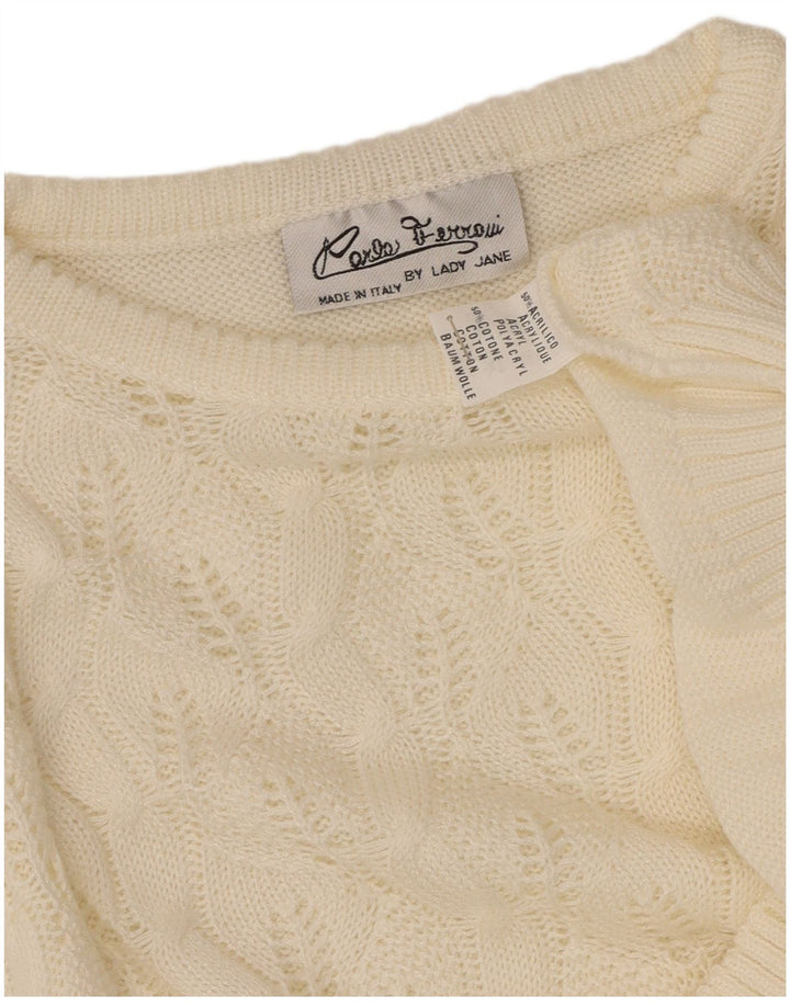 CARLA FERRONI Womens Boat Neck Jumper Sweater UK 14 Medium White