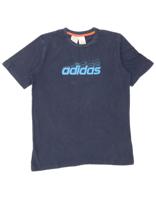 Adidas Boys Graphic T-Shirt Top 15-16 Years Navy Blue Cotton