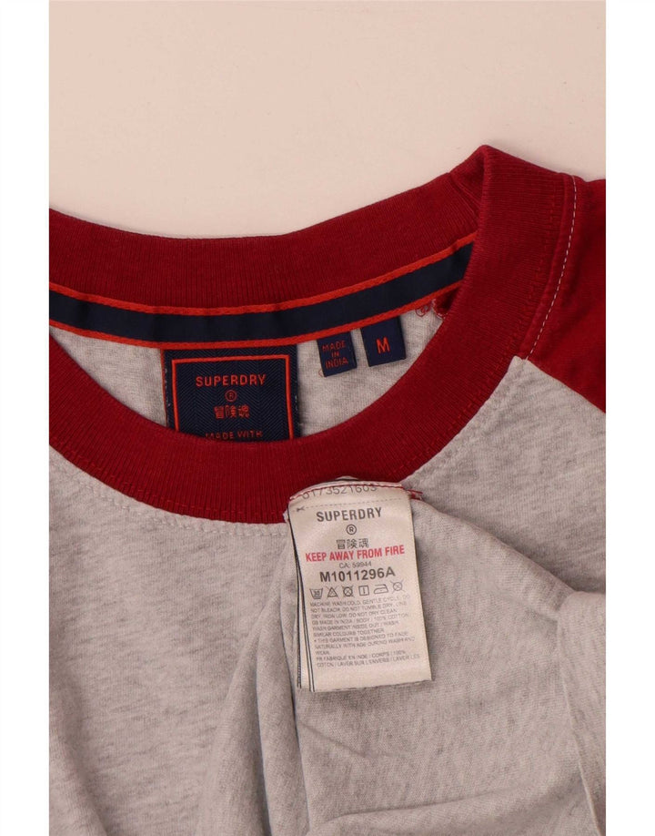 Superdry Mens T-Shirt Top Medium Grey Colourblock Cotton