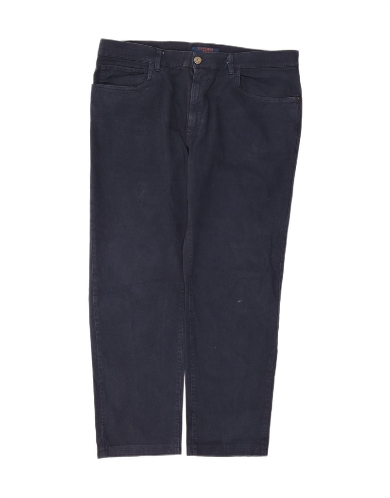 TRUSSARDI Mens Straight Casual Trousers W42 L29 Navy Blue Cotton Vintage Trussardi and Second-Hand Trussardi from Messina Hembry 