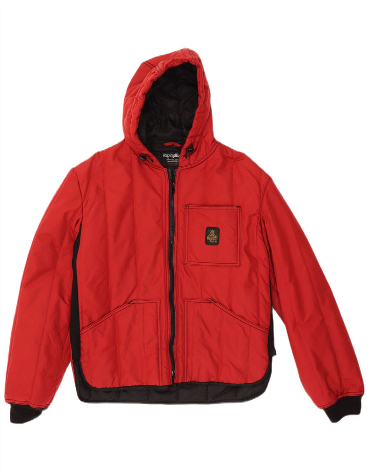 Refrigiwear Womens Hooded Padded Jacket UK 16 Large Red Colourblock