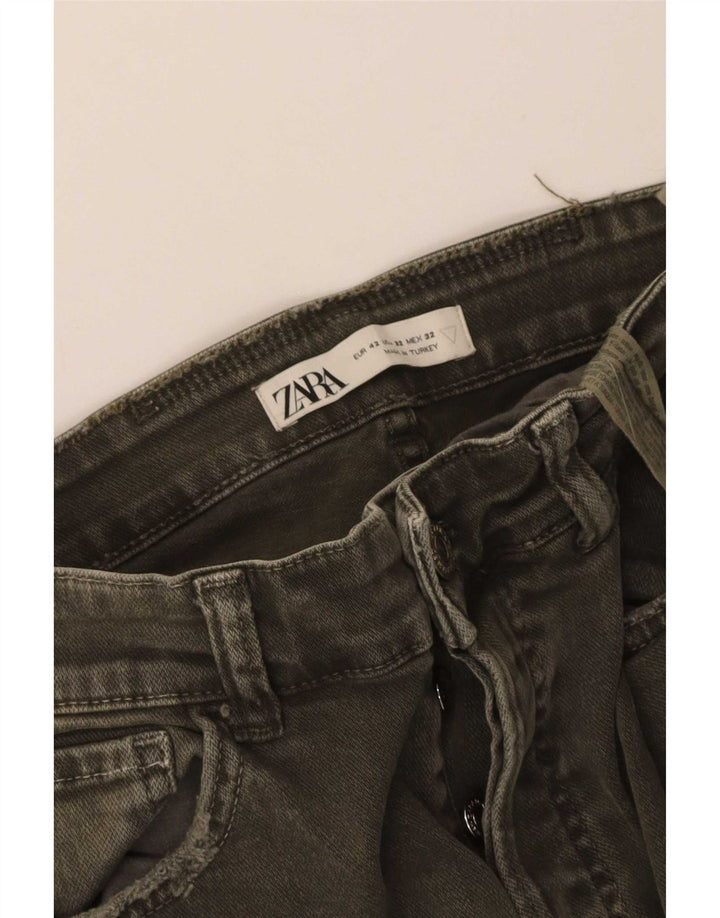 Zara Mens Distressed Slim Jeans EU 42 Medium W32 L27 Khaki Cotton