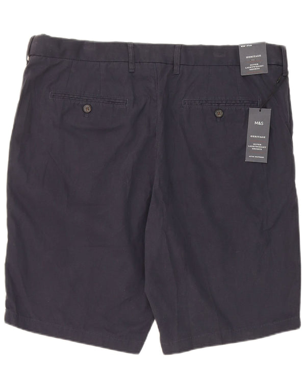 Marks & Spencer Mens Chino Shorts W38 XL Navy Blue Cotton