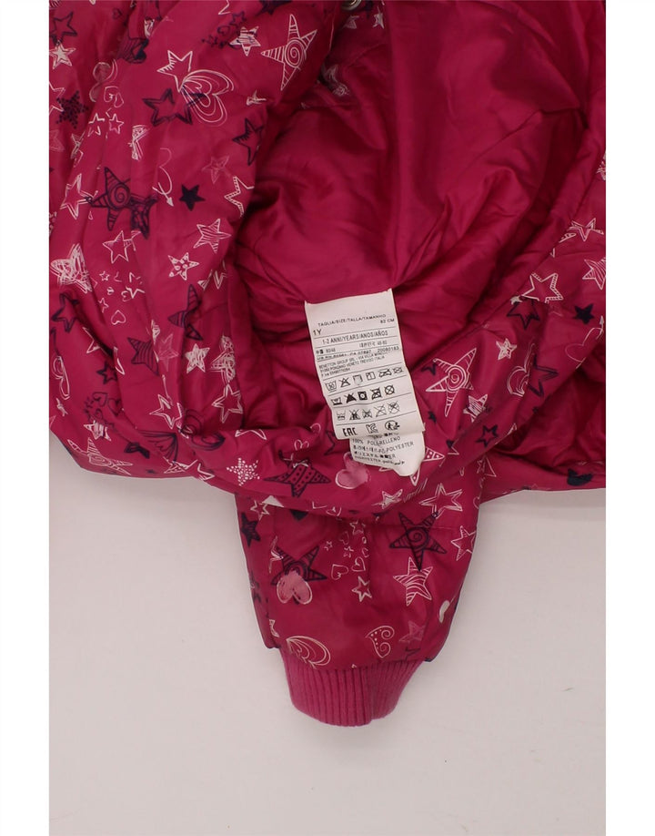 BENETTON Baby Girls Abstract Pattern Padded Jacket 18-24 Months Pink Vintage Benetton and Second-Hand Benetton from Messina Hembry 