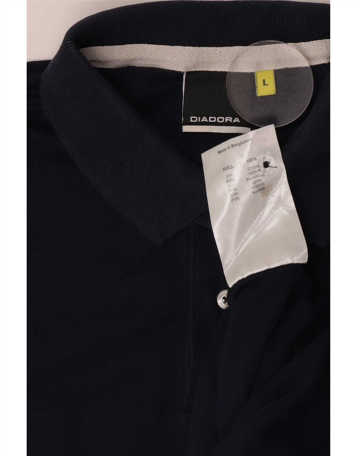 Diadora Mens Polo Shirt Large Navy Blue Cotton
