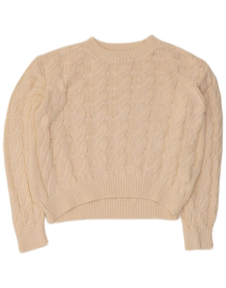 Vintage Womens Oversized Crew Neck Jumper Sweater UK 10 Small Off White