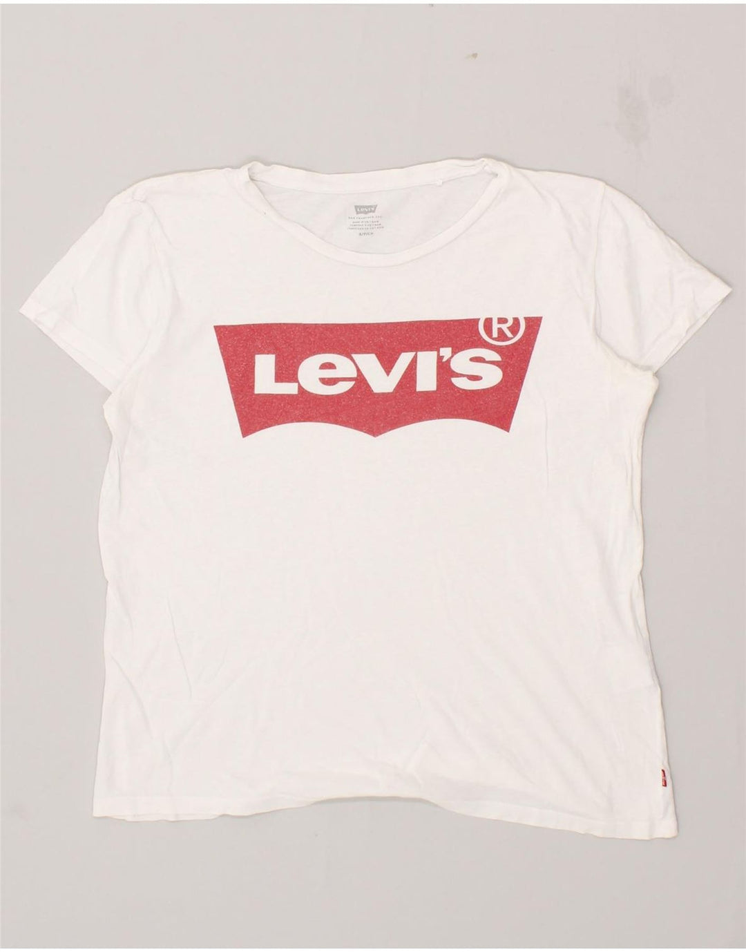 LEVI'S Womens Graphic T-Shirt Top UK 10 Small White Vintage Levi's and Second-Hand Levi's from Messina Hembry 