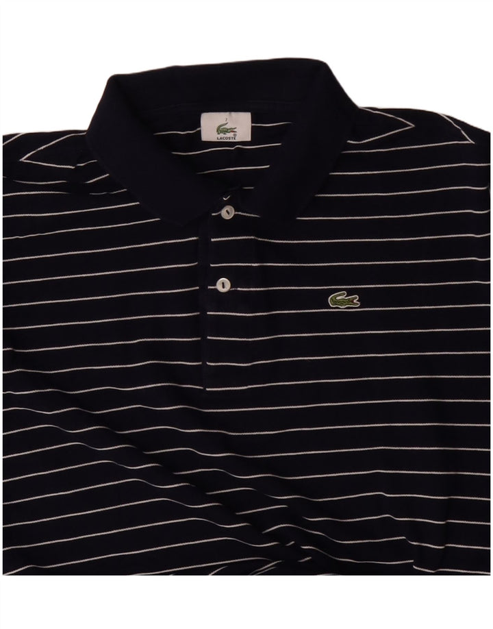 Lacoste Mens Polo Shirt Size 7 2XL Navy Blue Striped