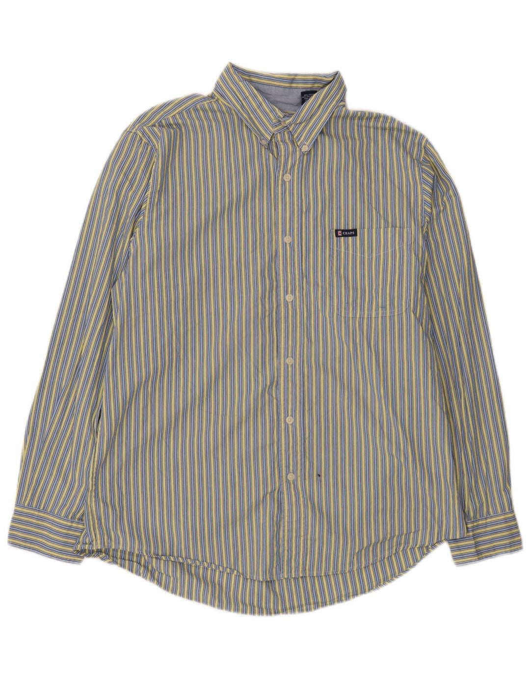 Chaps Mens Shirt Large Blue Striped Cotton