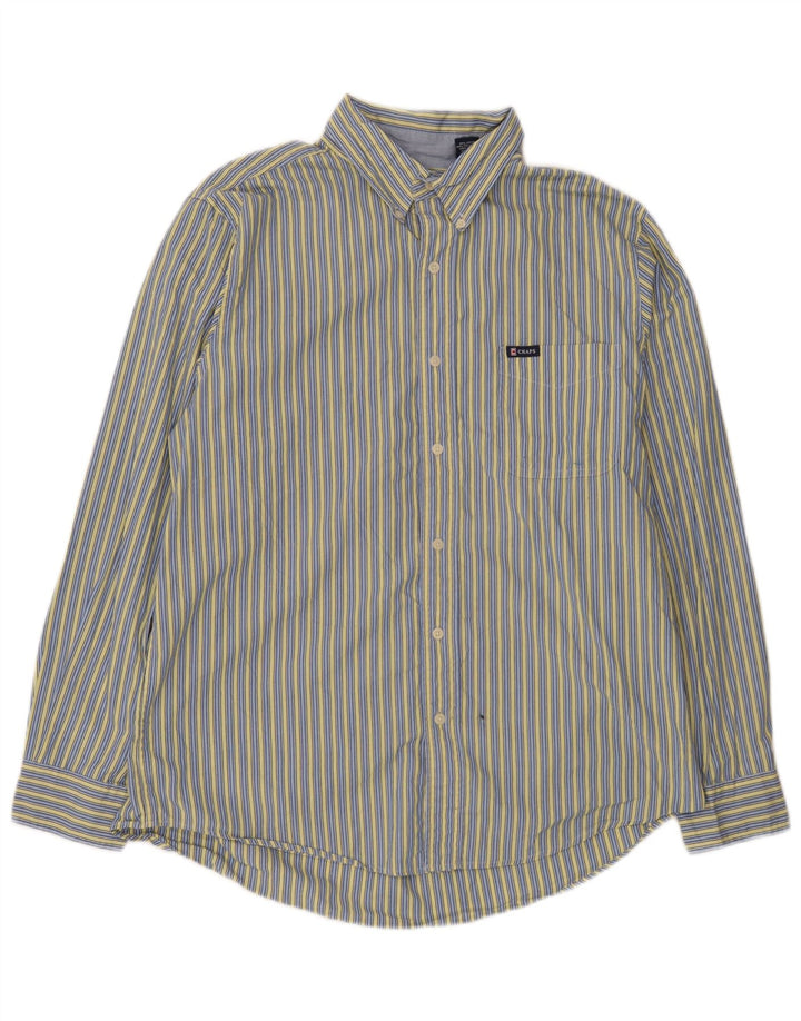 Chaps Mens Shirt Large Blue Striped Cotton