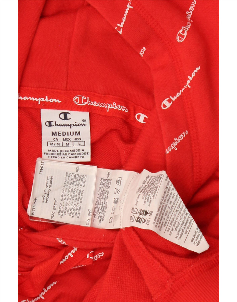 CHAMPION Womens Graphic Hoodie Jumper UK 12 Medium Red Cotton Vintage Champion and Second-Hand Champion from Messina Hembry 