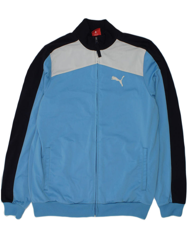PUMA Boys Tracksuit Top Jacket 15-16 Years Blue Colourblock Polyester | Vintage Puma | Thrift | Second-Hand Puma | Used Clothing | Messina Hembry 