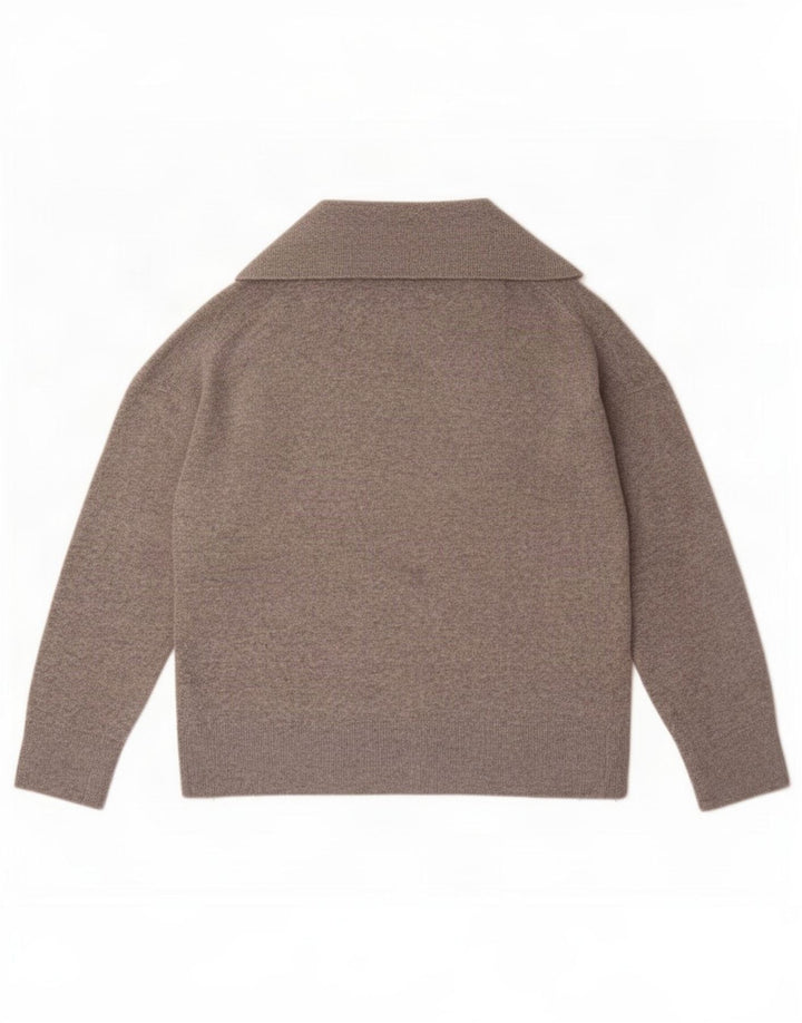 Massimo Dutti Womens Oversized Polo Neck Jumper Sweater UK 12 Medium Grey