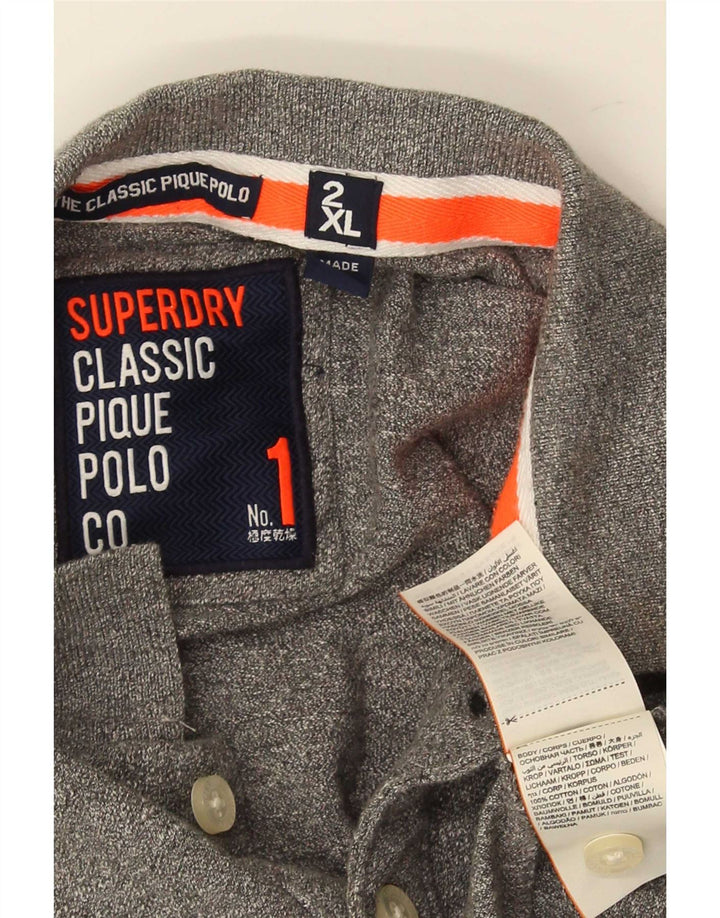 Superdry Mens Polo Shirt 2XL Grey Cotton