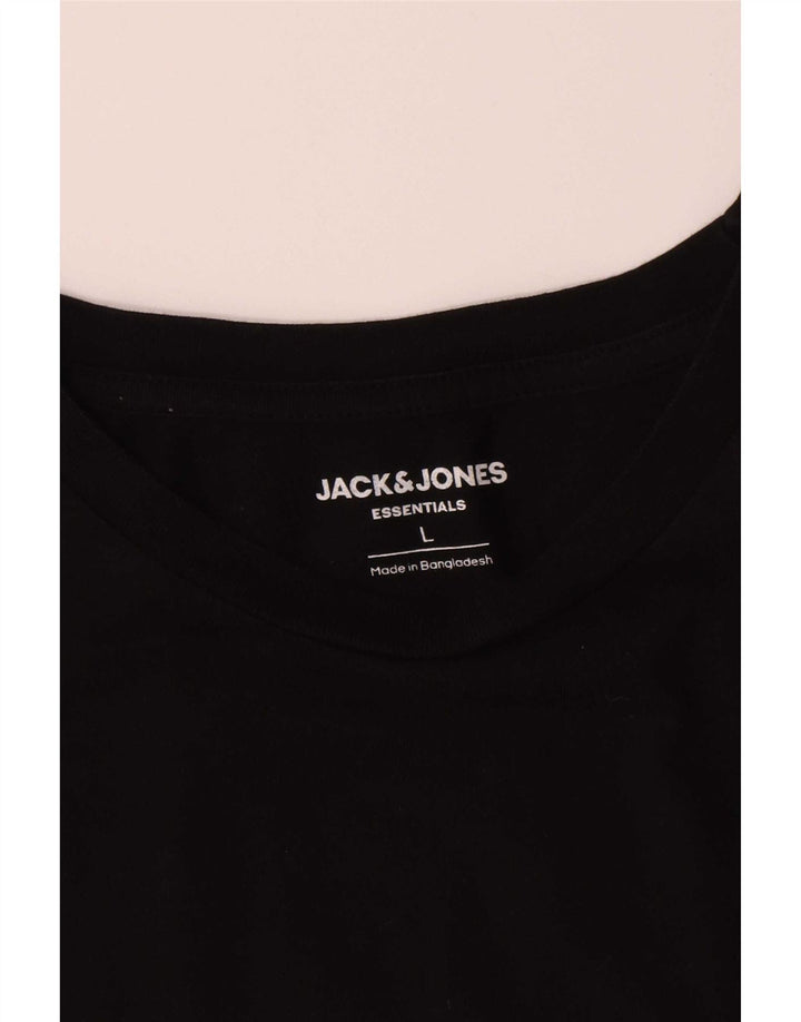 Jack & Jones Mens T-Shirt Top Large Black Cotton