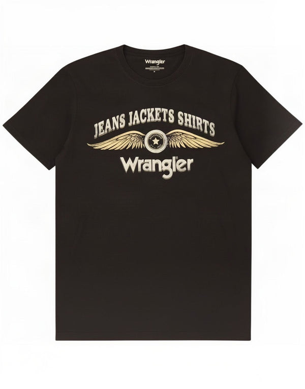 Wrangler Mens Graphic T-Shirt Top Medium Black Cotton