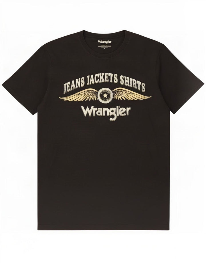 Wrangler Mens Graphic T-Shirt Top Medium Black Cotton