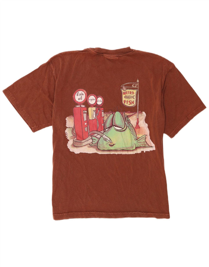 Weird Fish Mens Graphic T-Shirt Top XL Brown Cotton