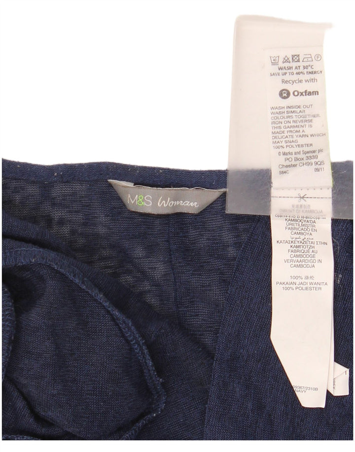 Marks & Spencer Womens Cardigan Sweater UK 10 Small Navy Blue Polyester