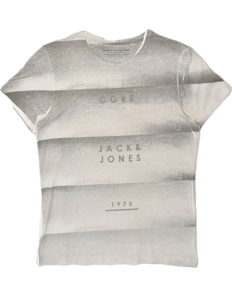 JACK & JONES Mens Graphic T-Shirt Top Medium Grey Colourblock Polyester | Vintage Jack & Jones | Thrift | Second-Hand Jack & Jones | Used Clothing | Messina Hembry 