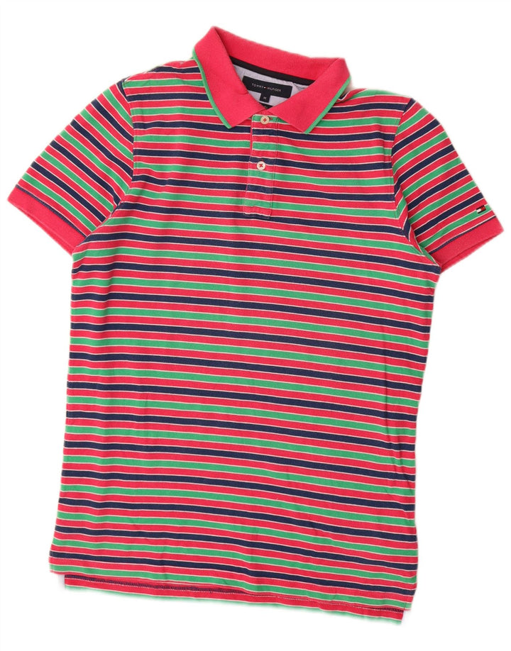 Tommy Hilfiger Mens Slim Fit Polo Shirt Medium Multicoloured Striped Cotton