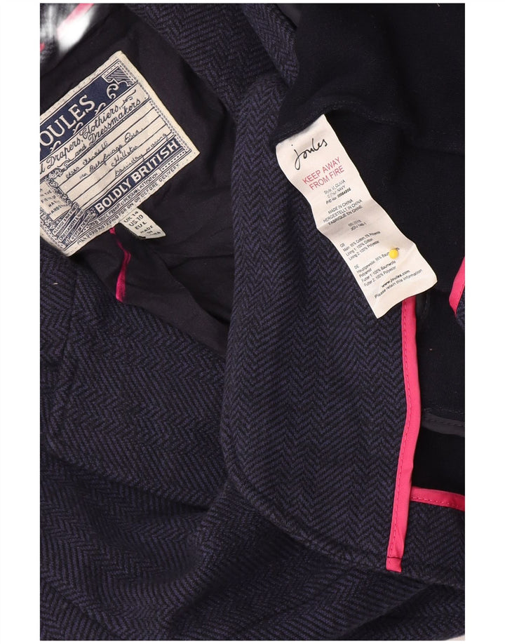 Joules Womens 1 Button Blazer Jacket UK 14 Large Navy Blue Herringbone