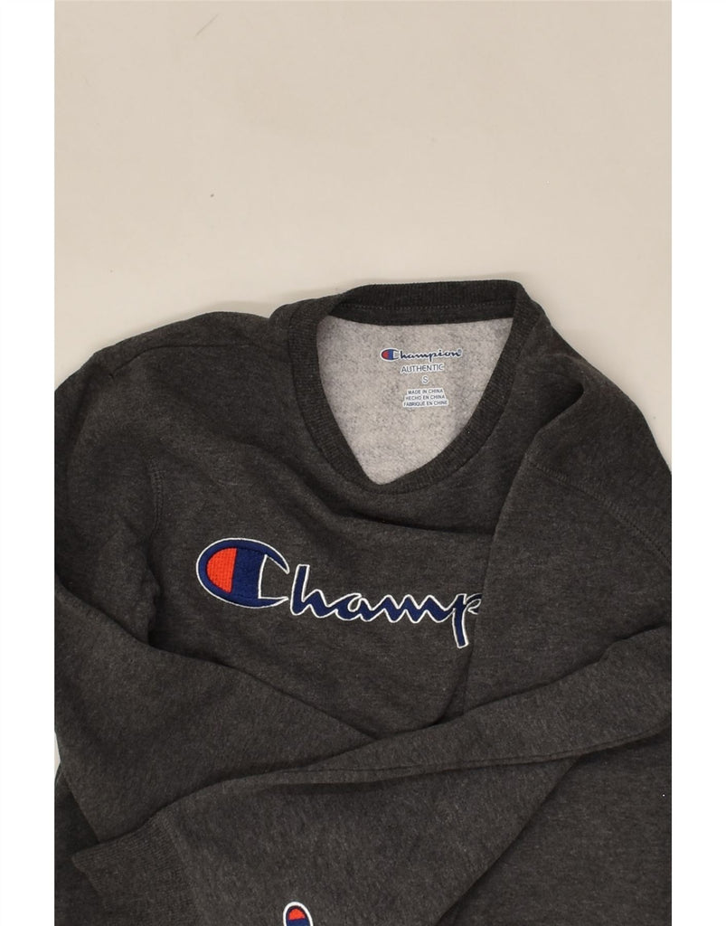 CHAMPION Boys Graphic Sweatshirt Jumper 9-10 Years Small Grey Cotton | Vintage Champion | Thrift | Second-Hand Champion | Used Clothing | Messina Hembry 