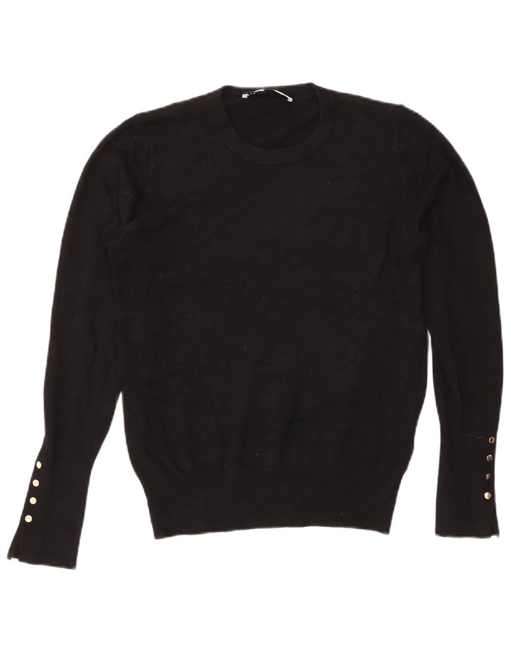 Zara Womens Crew Neck Jumper Sweater UK 16 Large Black
