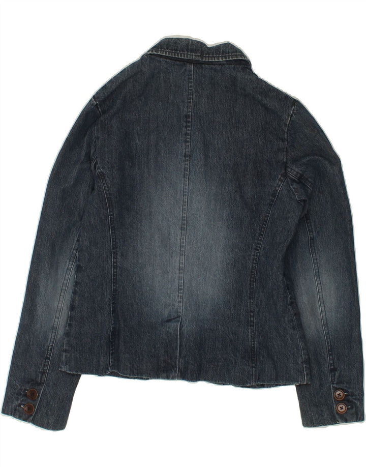BODEN Womens 2 Button Denim Blazer Jacket UK 12 Medium Navy Blue Cotton Vintage Boden and Second-Hand Boden from Messina Hembry 