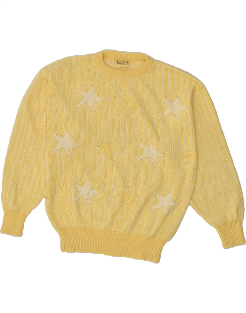 RODES Womens Crew Neck Jumper Sweater UK 16 Large Yellow Striped Cotton | Vintage Rodes | Thrift | Second-Hand Rodes | Used Clothing | Messina Hembry 