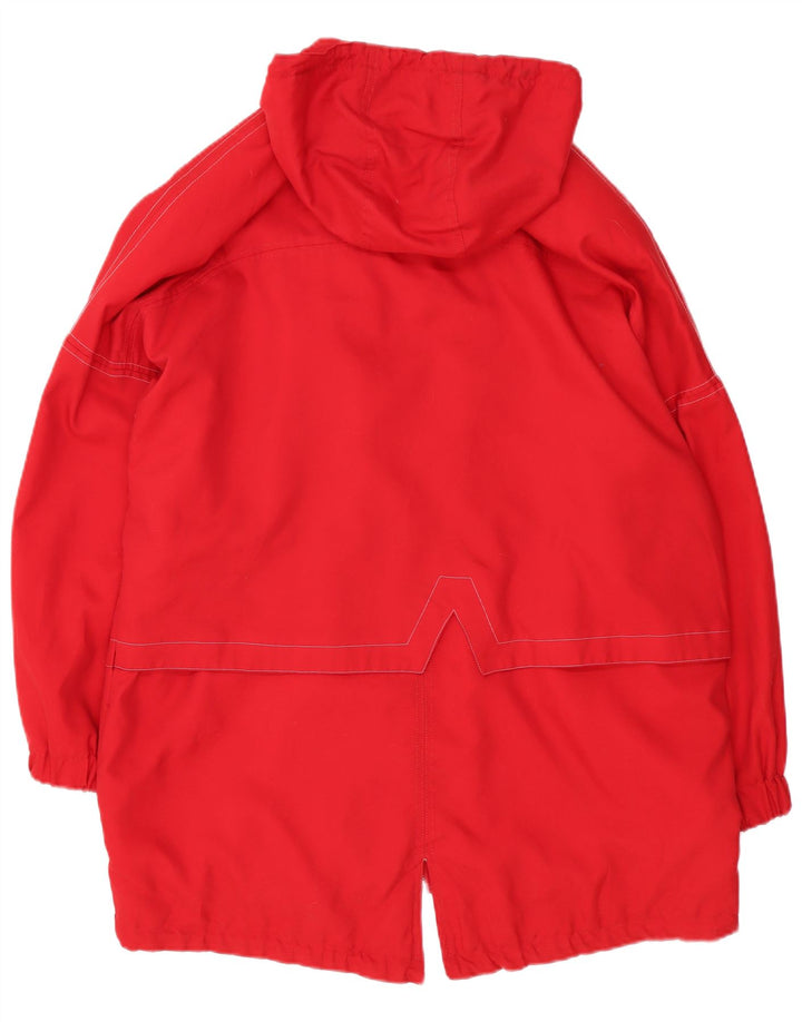 Vintage Womens Hooded Oversized Parka Jacket UK 10 Small Red Polyester