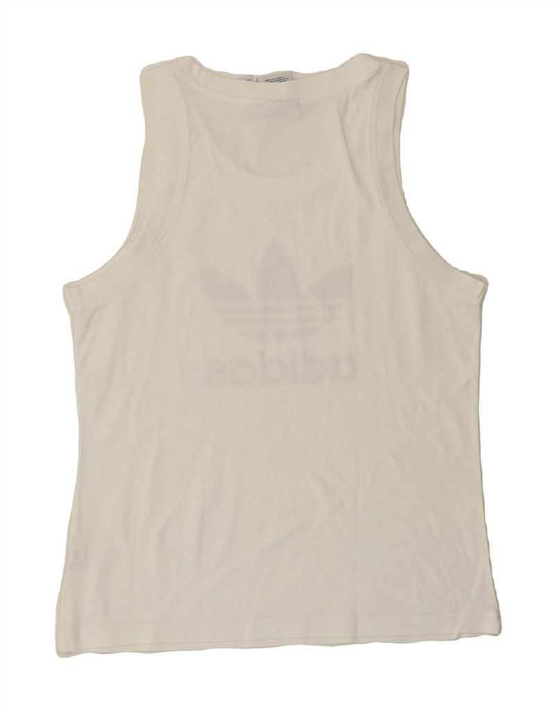 ADIDAS Mens Graphic Vest Top Small White Vintage Adidas and Second-Hand Adidas from Messina Hembry 