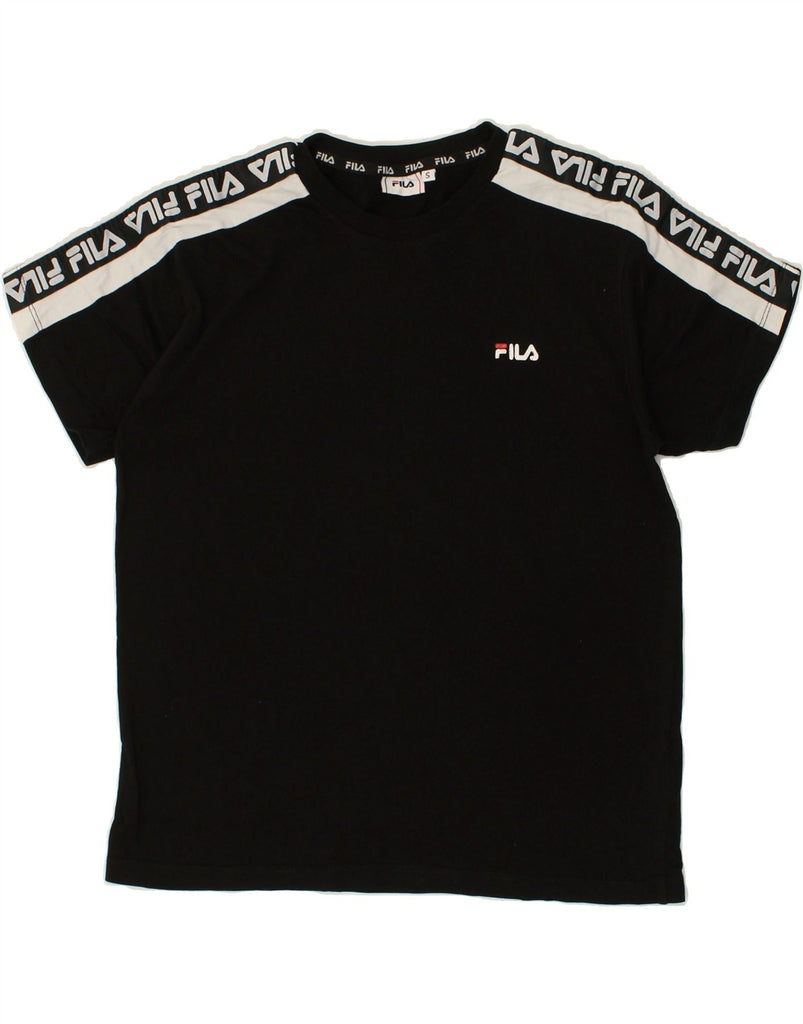 FILA Womens T-Shirt Top UK 10 Small Black Cotton | Vintage Fila | Thrift | Second-Hand Fila | Used Clothing | Messina Hembry 