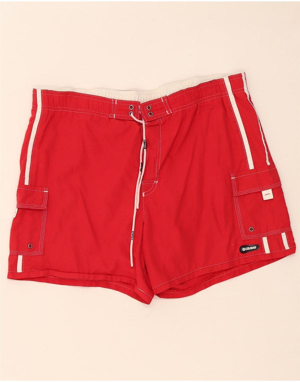 Colmar Mens Swimming Shorts IT 50 Large Red Colourblock Polyamide