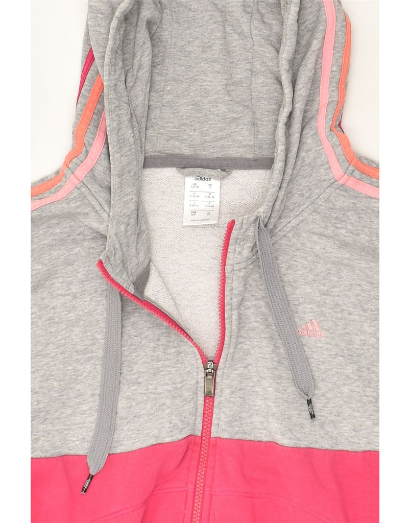 ADIDAS Womens Zip Hoodie Sweater UK 8-10 Small Pink Colourblock Cotton | Vintage Adidas | Thrift | Second-Hand Adidas | Used Clothing | Messina Hembry 