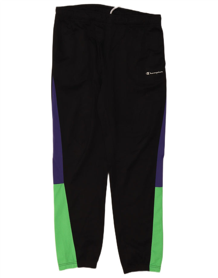 CHAMPION Mens Tracksuit Trousers Joggers XL Black Colourblock Polyester