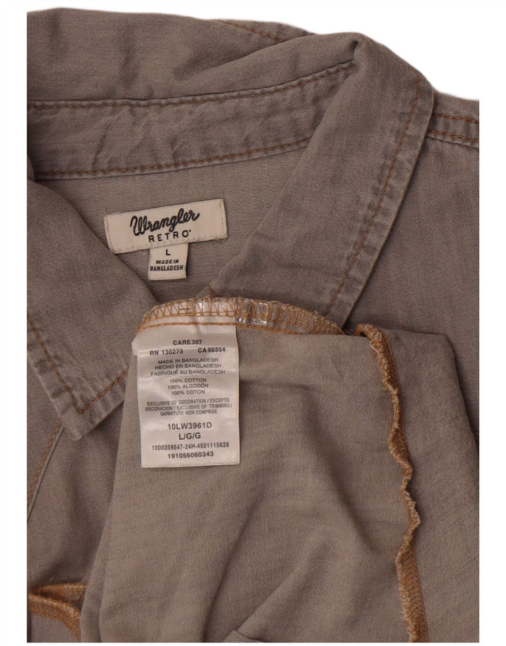 Wrangler Womens Western Shirt UK 16 Large Grey Cotton