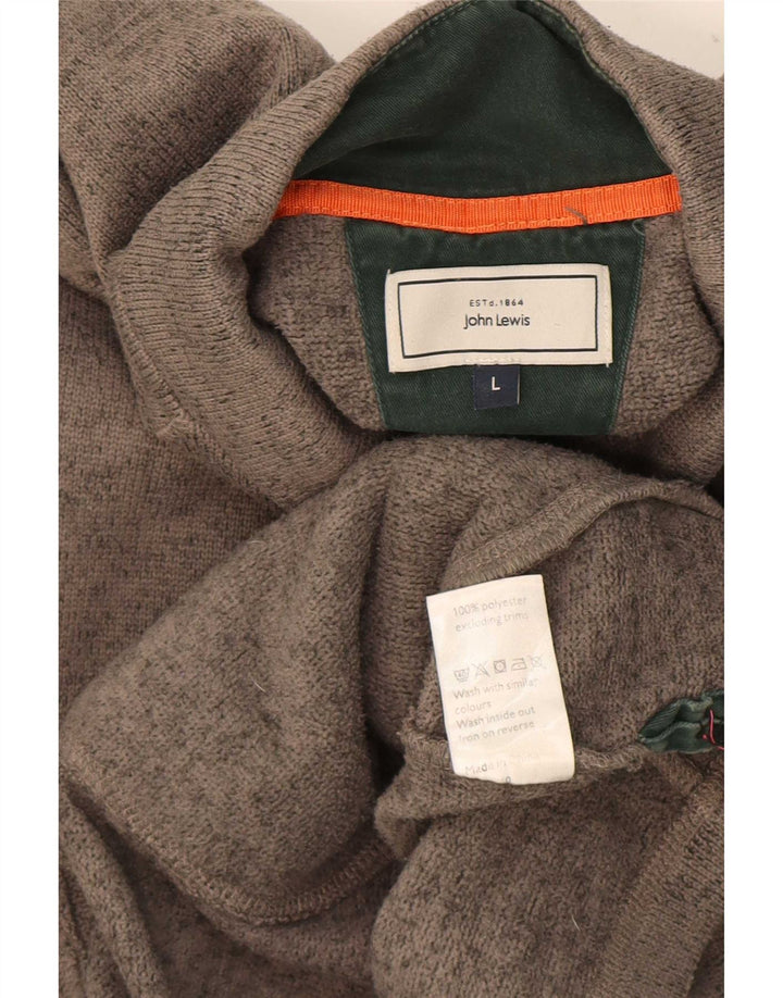 John Lewis Mens Button Neck Sweatshirt Jumper Large Grey Flecked Polyester