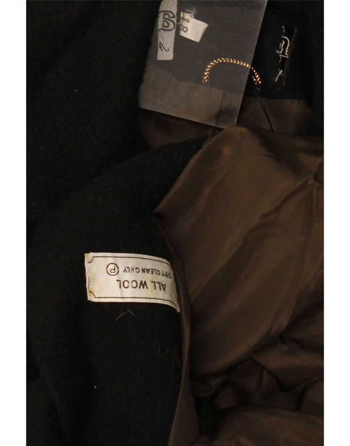 Vintage Womens Double Breasted Coat UK 18 XL Black Wool